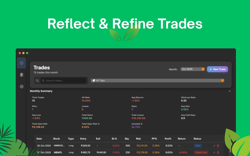 Simple Trade Journal app screenshot