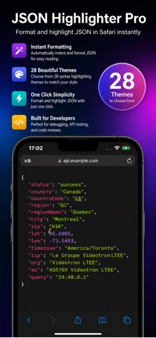 JSON Highlight Pro for Safari Screenshot 1 of 1