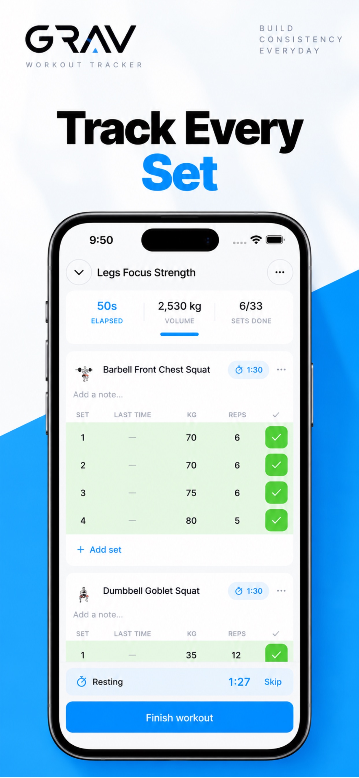 Screenshot 2 of GRAV - Workout Tracker