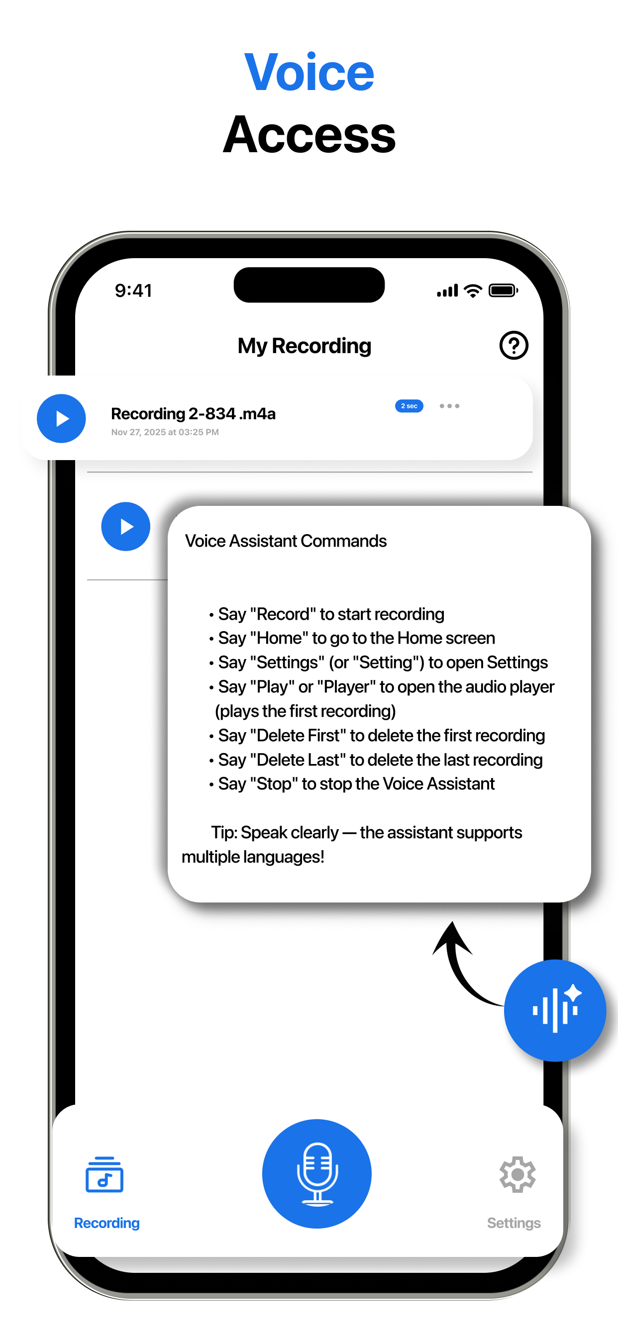 Voice Access - Voice Recorder