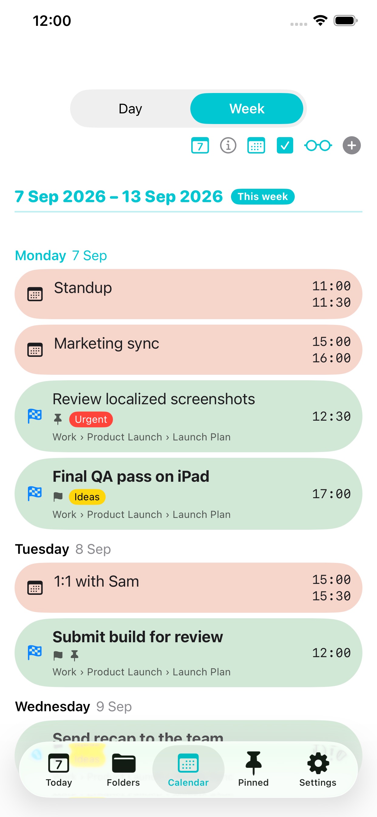 Screenshot 2 of notal: Tasks, Calendar & Notes