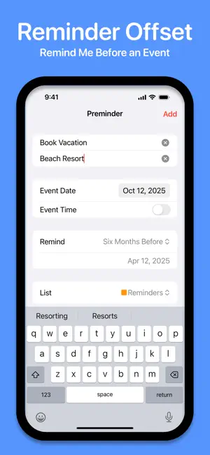 Preminder - Reminder Offset screenshot 1