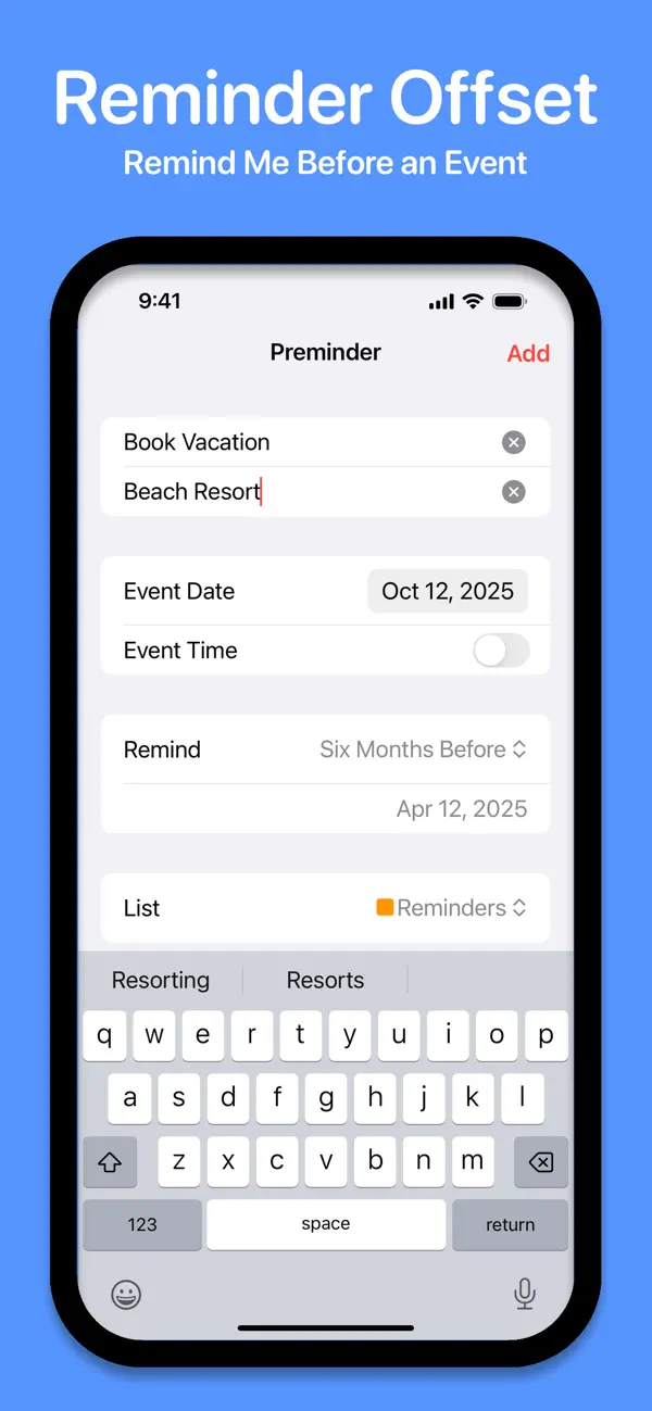#1. Preminder - Reminder Offset (iOS) Ved: Dejal Systems, LLC