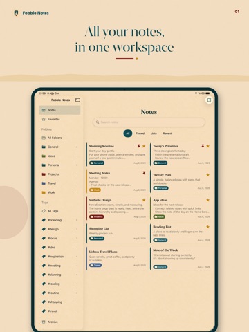 Fobble Notes iPad screenshot