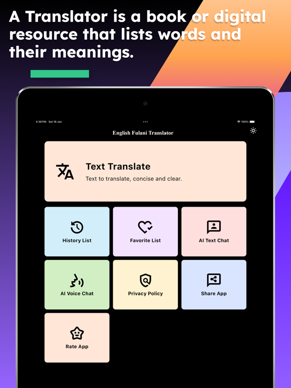 English Fulani Translator iPad screenshot