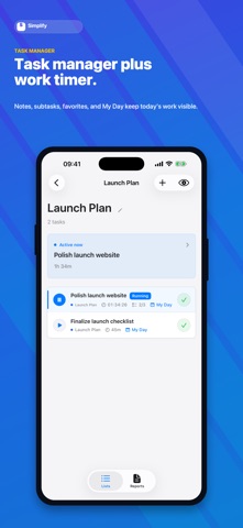 Simplify Time Tracker & To-Do iPhone screenshot