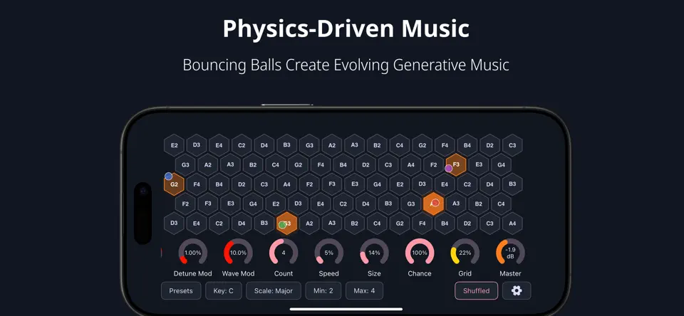 Captura de pantalla de Ova Ambient Synthesizer en iPhone 2