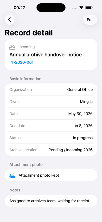 收发文台账-公文登记管理2026 的 App Store 截图 3