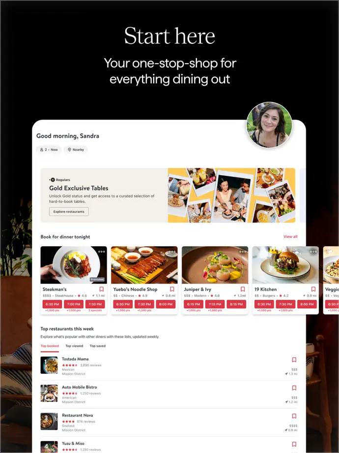 OpenTable iPad screenshot 2