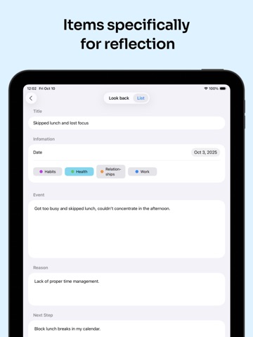Fail2Win Reflection Memo App iPad screenshot