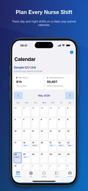 Nurse Shift Pay Calendar screenshot 2