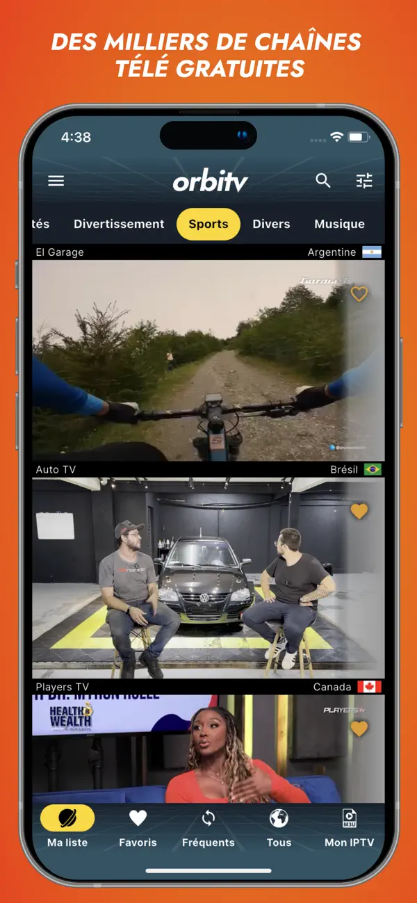 Screenshot #1 pour Orbitv: TV direct, IPTV Player