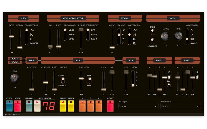 Jupiter-8 Patch Editor app screenshot 2