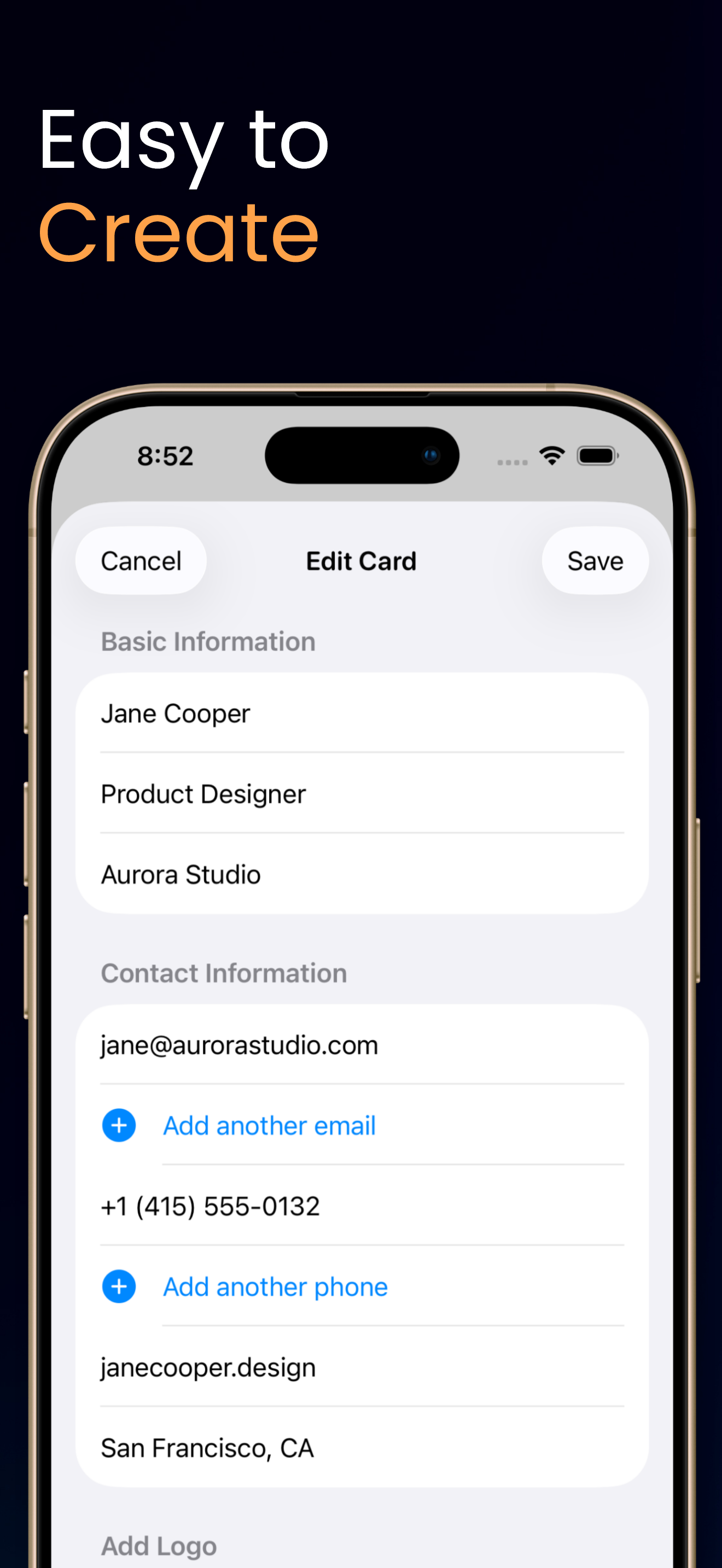 Business Card Generator QR screenshot 5