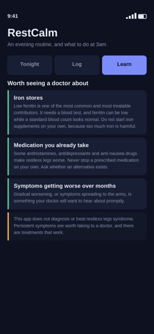 RestCalm-Restless Legs Relief iPhone screenshot