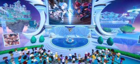 Shadowverse: Worlds Beyond - Explorez le vaste Shadowverse Park, un hub social où les utilisateurs peuvent se rassembler, et assistez à des retransmissions de batailles épiques sur grand écran.