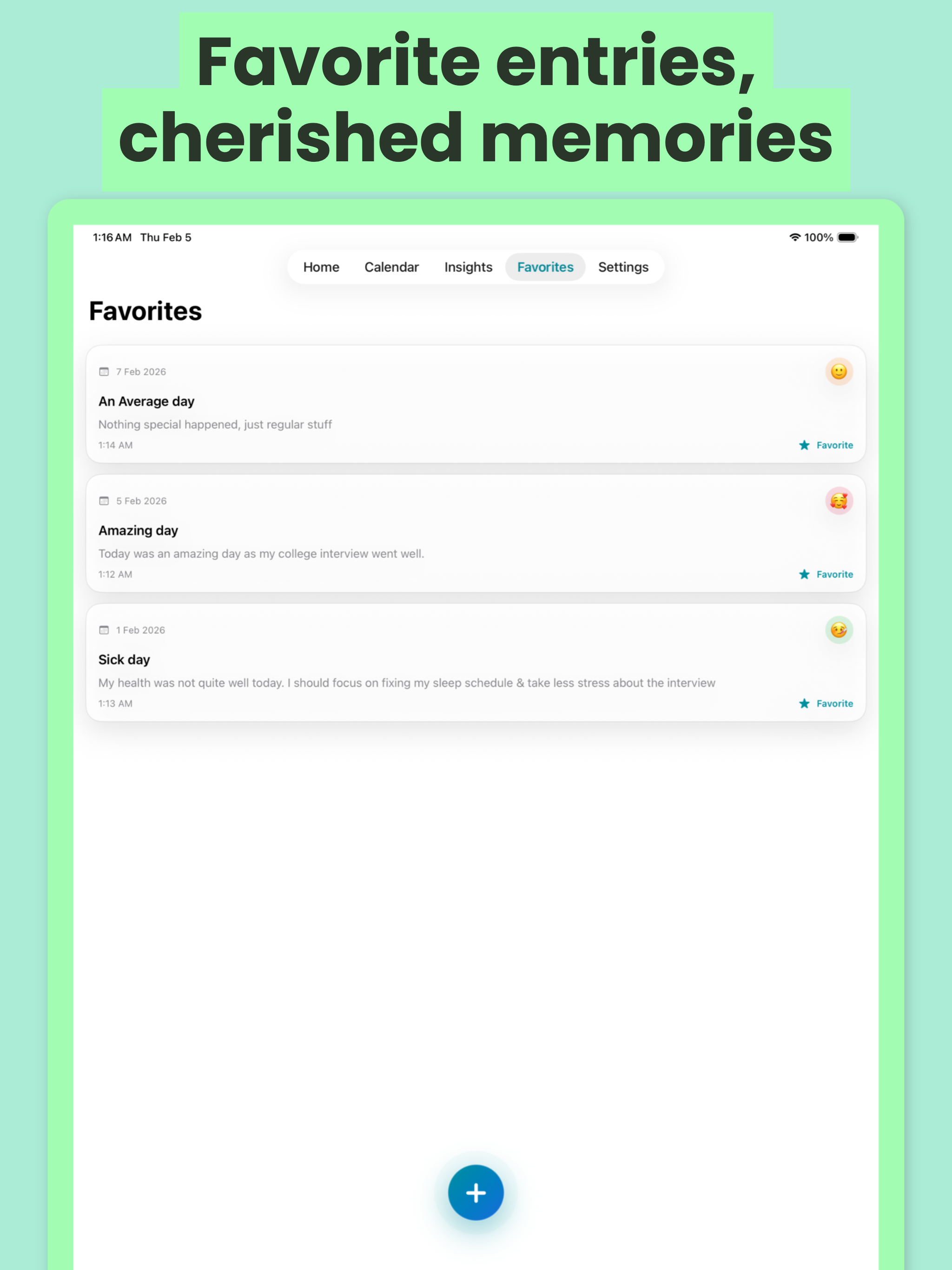 Mood Tracker, Journal - Moods