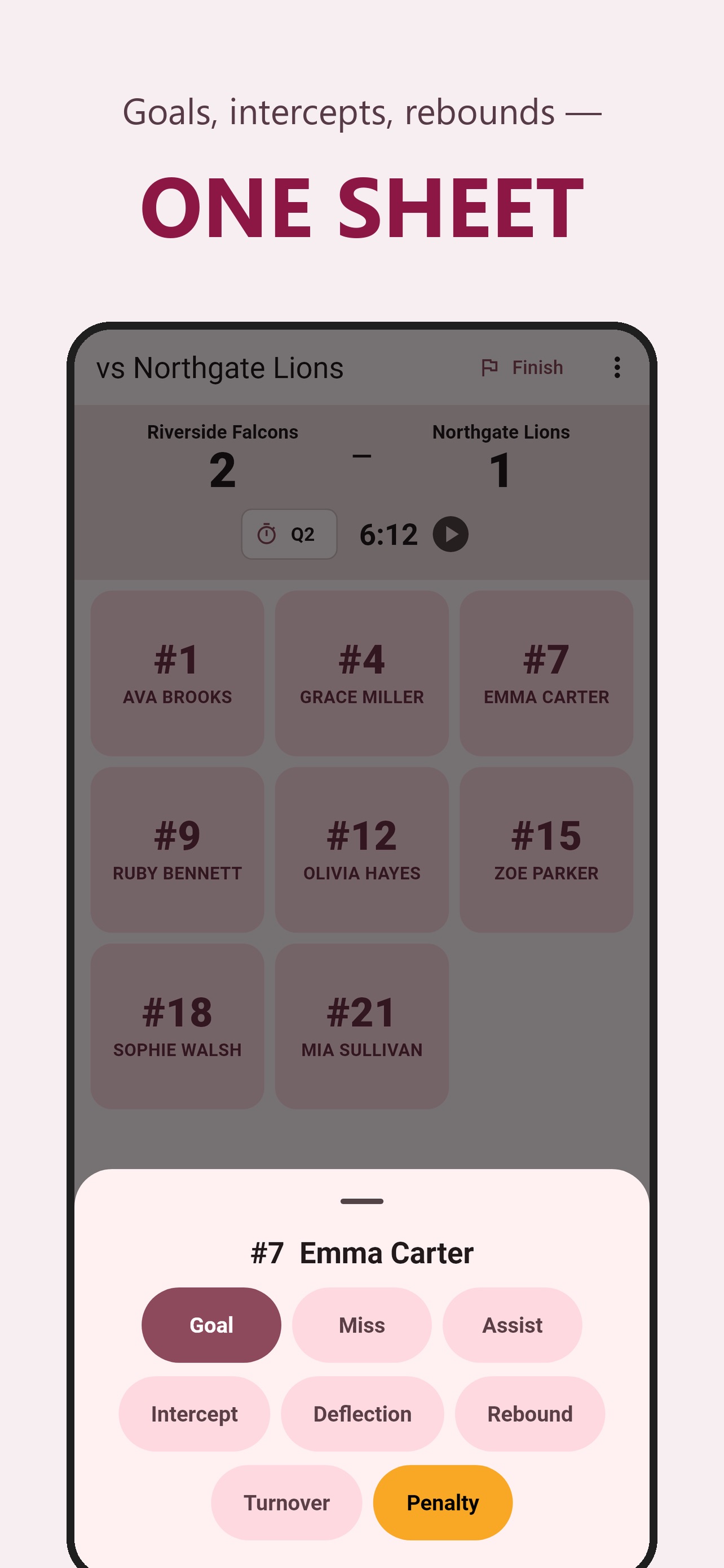 Screenshot 2 of Netball Stats Tracker