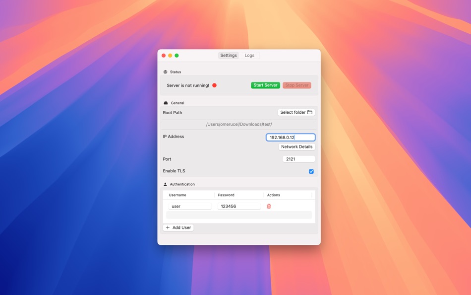 #1. Simple FTP Server (macOS) 来自: Omer UCEL