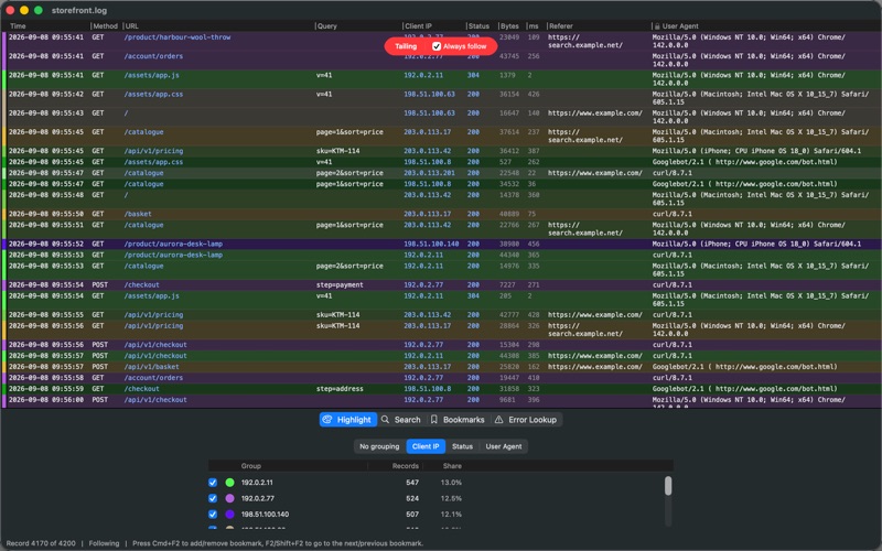 Rubrica: Log File Viewer screenshot