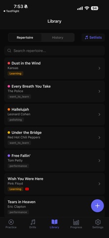 Guitar Practice Journal iPhone screenshot