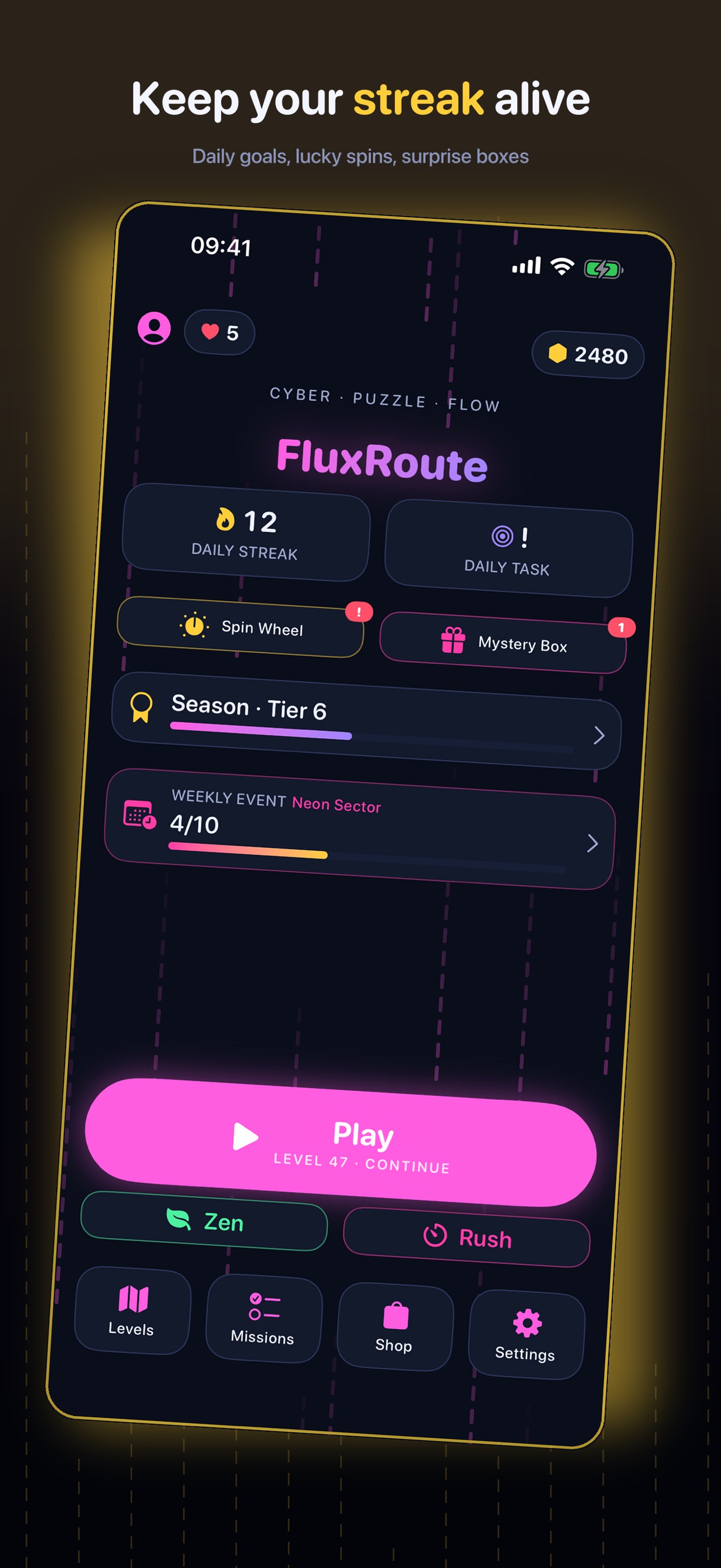Screenshot 1 of FluxRoute: Neon Grid Puzzle