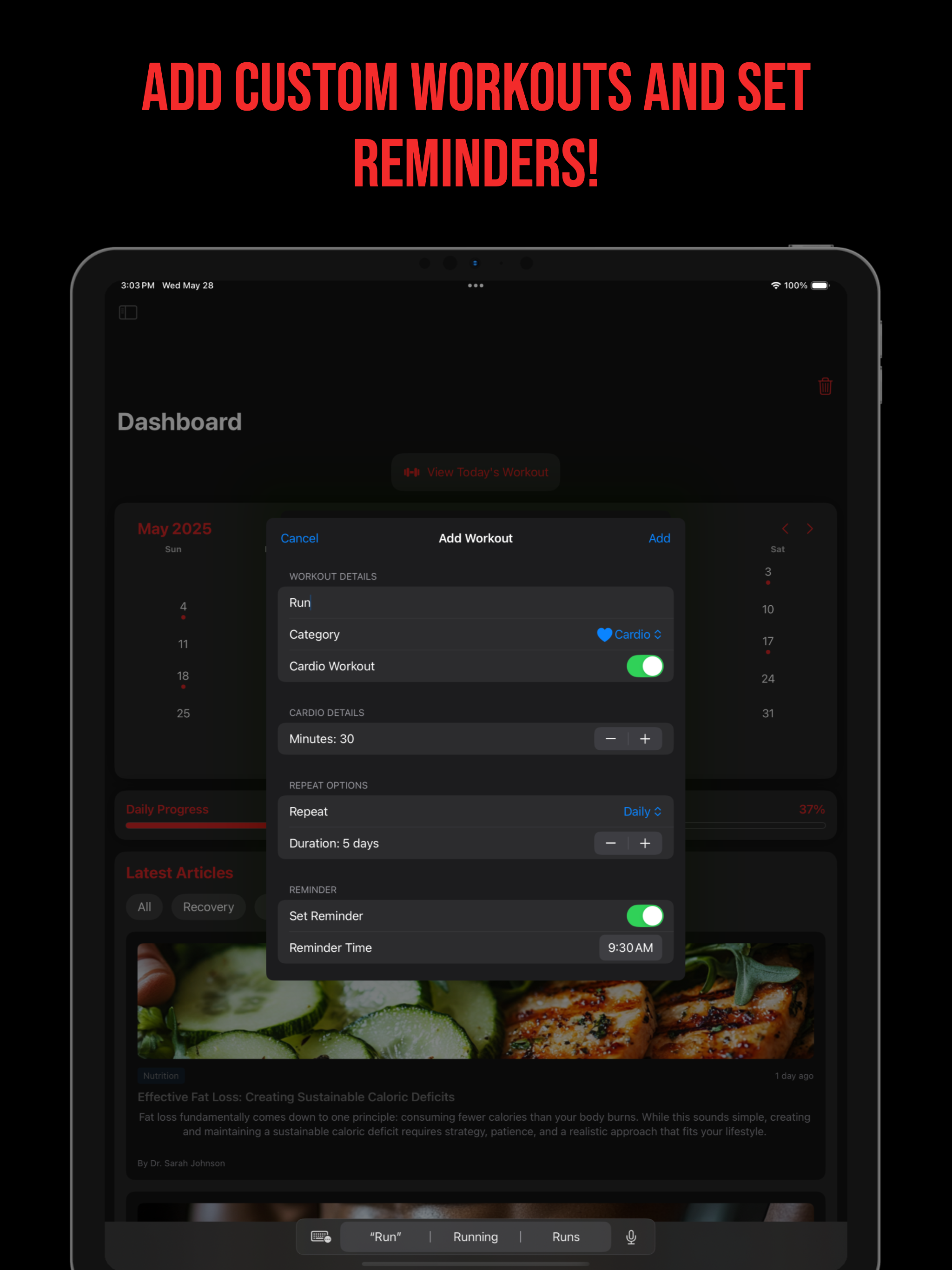 Workout Calendar - FitNomad