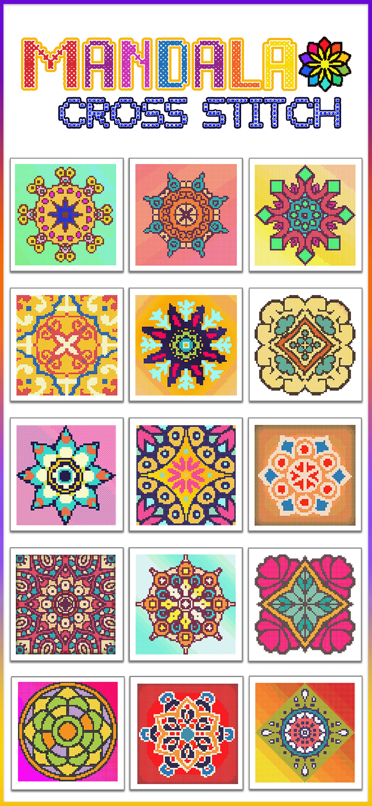 Mandala Cross Stitch Coloring