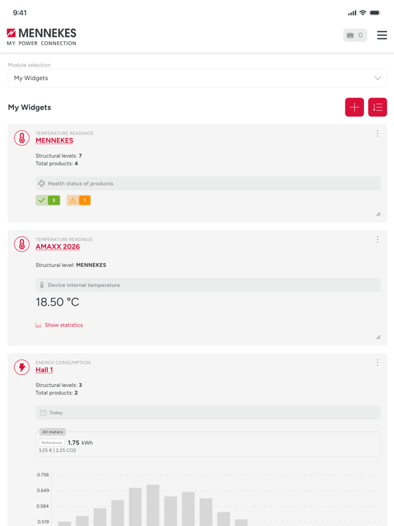 MENNEKES ONE Industrial Cloud iPad screenshot