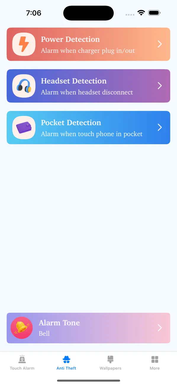 Screenshot #2 pour Don't Touch My Phone Alarm App