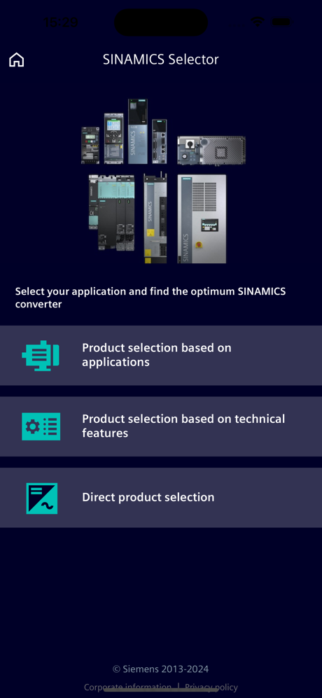 SINAMICS SELECTOR screenshot 1