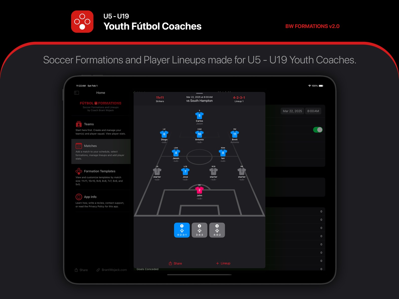 BW Fútbol Formations ipad screenshot 1