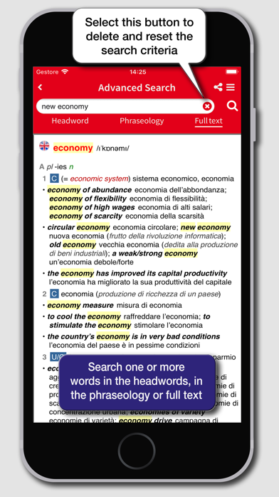 Hoepli English Dictionary Screenshot