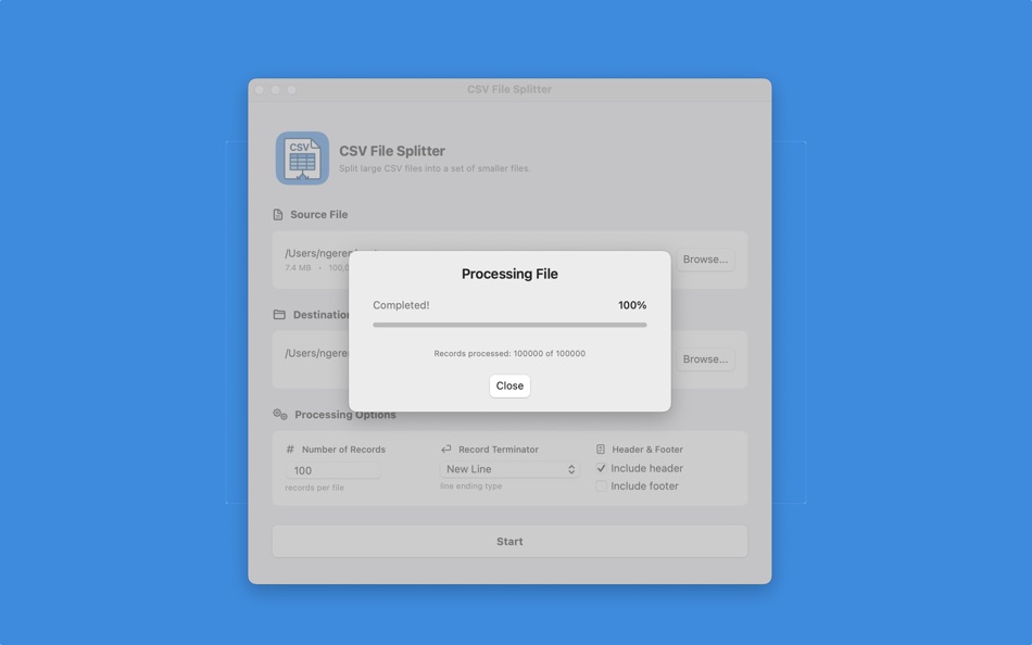#2. CSV File Splitter (macOS) 게시자: Noel Geren