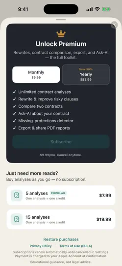 Capture d'écran de Versed: Contract Reader sur iPhone 5