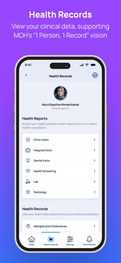 MySejahtera - Access comprehensive health reports like Clinic Visits and Lab results, centralizing personal medical data for users.
