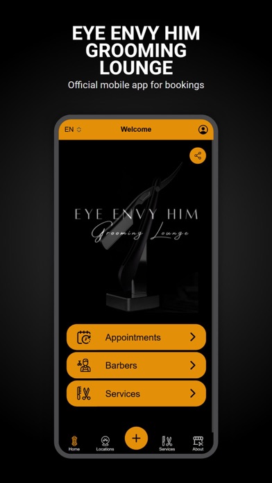 Eye Envy Him Grooming Lounge iPhone screenshot 1 - Book app