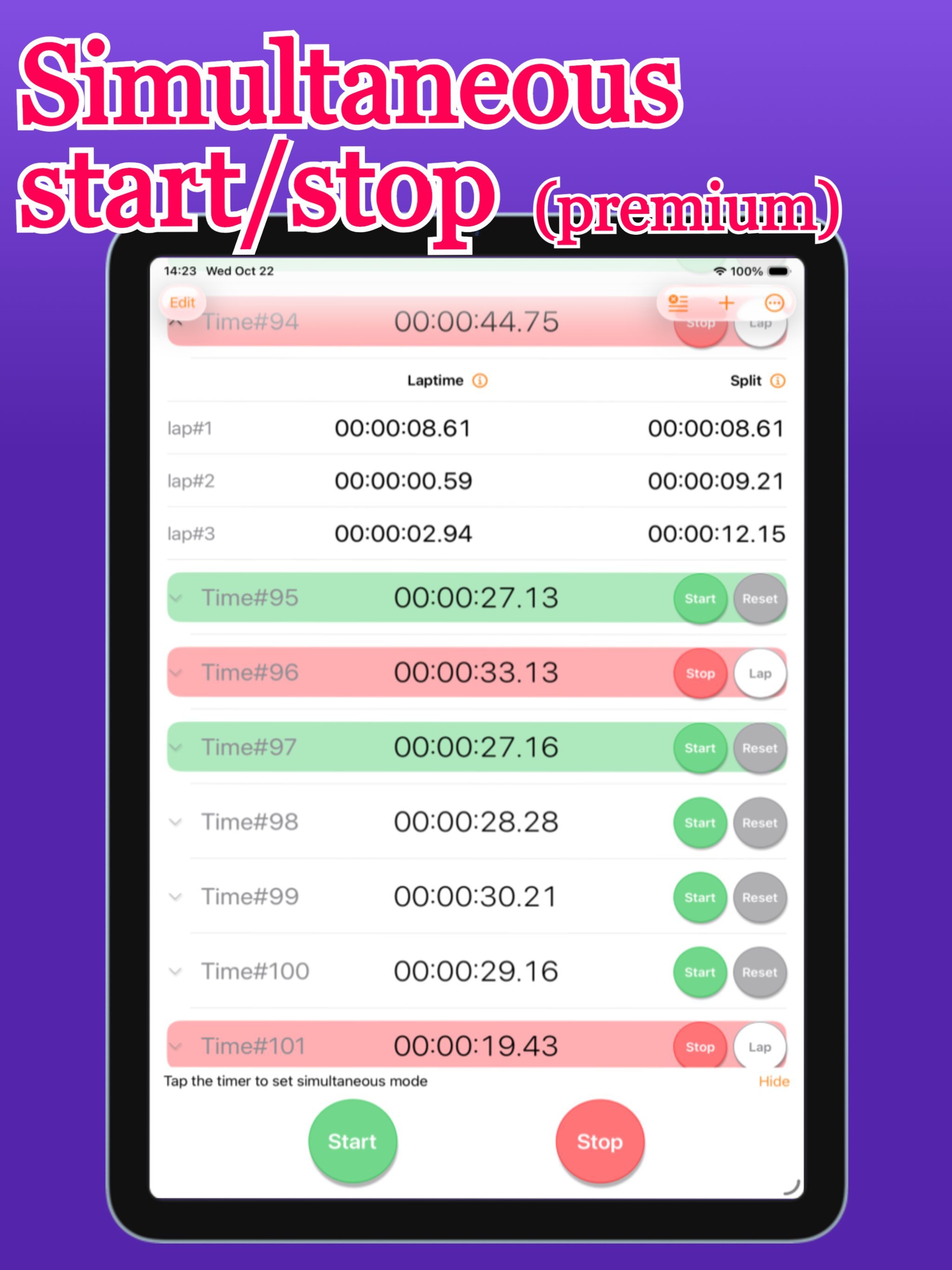 Unlimited Multi-Stopwatch