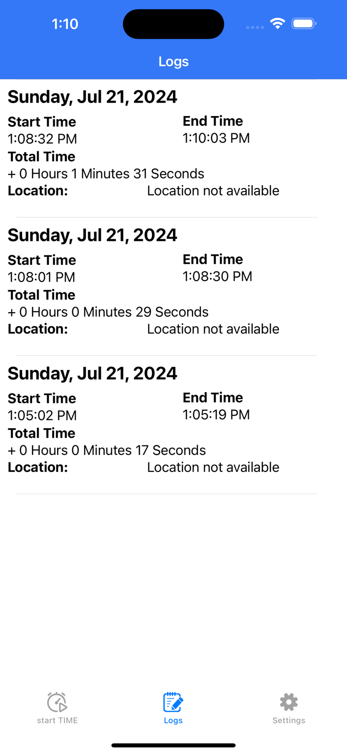 start Time - ADHD timer