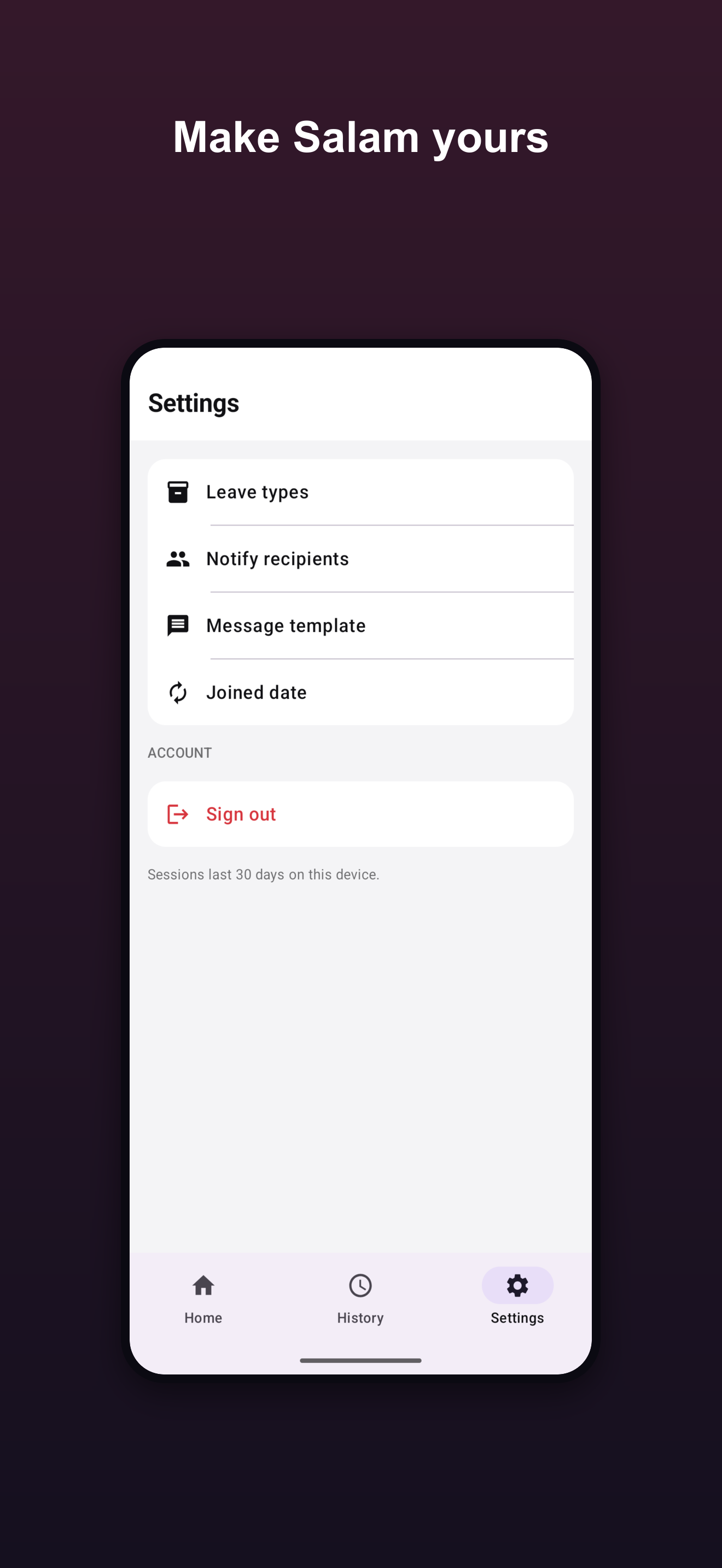 Salam - Leave Tracker screenshot 5