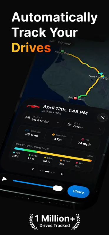 Wheelz - Social Drive Tracker screenshot 1 of 5