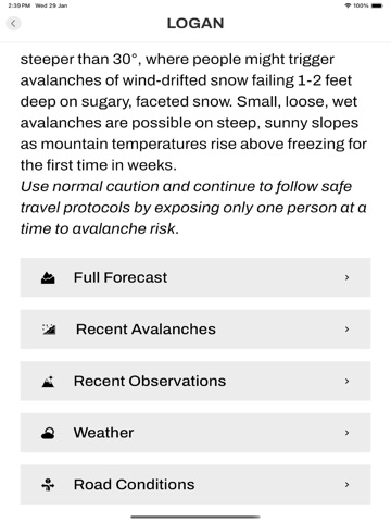 Utah Avalanche Center (UAC) iPad screenshot