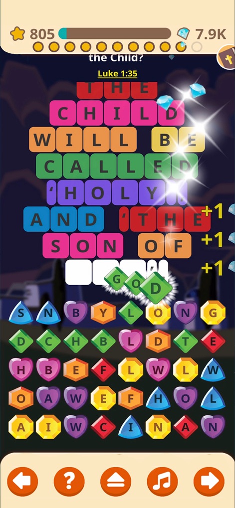 SunScool - Bible for Kids - Cet outil transforme l'apprentissage biblique en un jeu captivant grâce à un puzzle de mots interactif où les utilisateurs assemblent des versets, enrichi par des éléments de jeu gamifiés comme les scores et les récompenses.