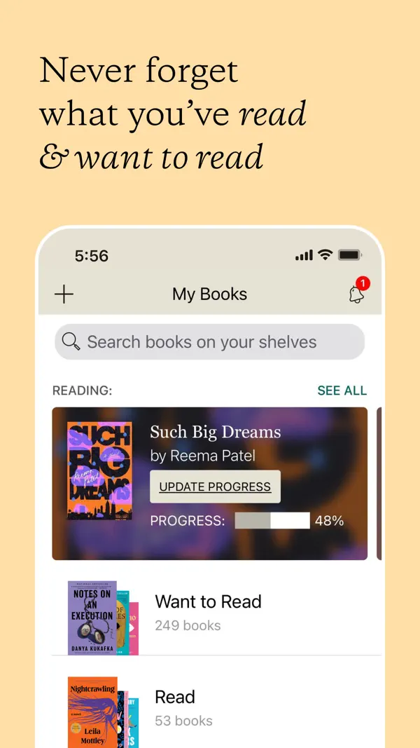Goodreads: Book Reviews iPhone App Screenshot 2 – Bücher