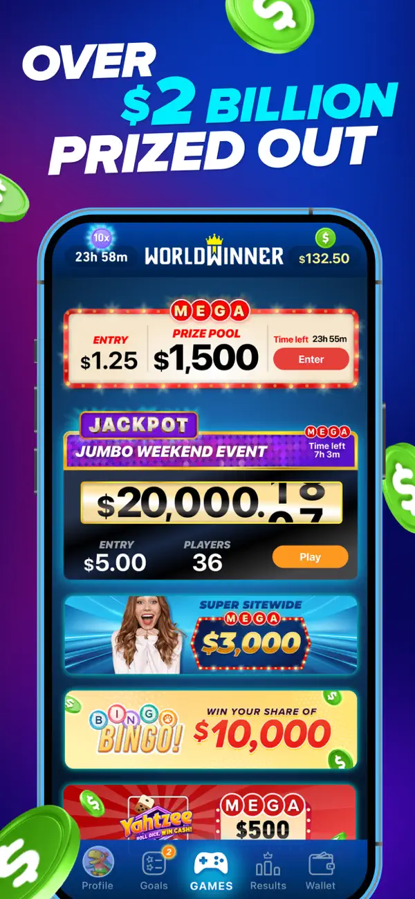 #2. WorldWinner: Play for Cash (iOS) โดย: Game Taco, Inc.