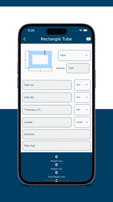 Metal Weight Calculator App Screenshot