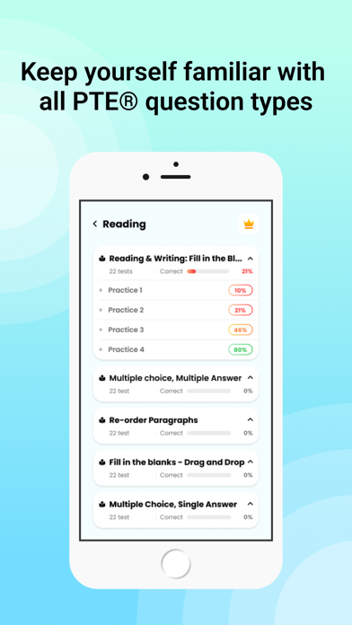 PTE® Practice Exam Screenshot