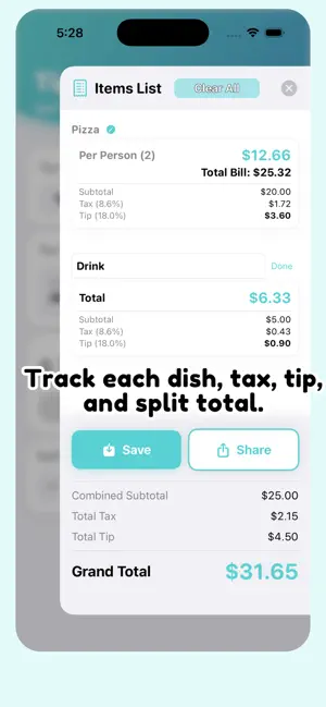 Tip Calculator: Tax & Split screenshot 3