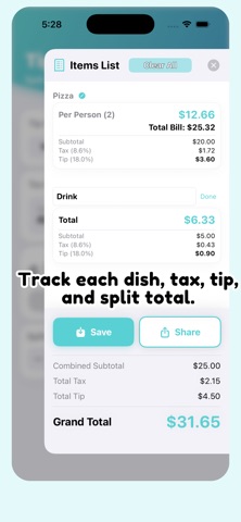 Tip Calculator: Tax & Split Screenshot 3 of 5