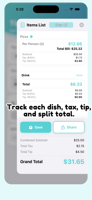 Tip Calculator: Tax & Split Screenshot 3 of 5